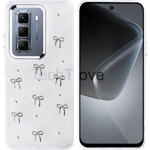 Infinix Hot 50 4g Kılıf Kabartmalı Desenli Simli Şeffaf A+ Kalite Kapak