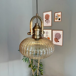 Elegant Cam Tekli Bal Rengi Avize Yeni Eskitme Gemici Başlık Sarkıt Restoran Salon Aydınlatma