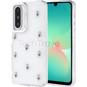 Samsung Galaxy A26 Kılıf Kabartmalı Desenli Simli Şeffaf   Kapak