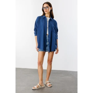 Oversize Basic Müslin Kadın Gömlek Kadın-Müslin-Gömlek