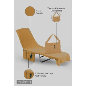 %100 Pamuk Şezlong Havlusu Kahverengi 60x180 cm - Hızlı Kuruyan Plaj ve Havuz Havlusu