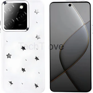 Infinix Hot 40 Kılıf Kabartmalı Desenli Simli Şeffaf A+ Kalite Kapak