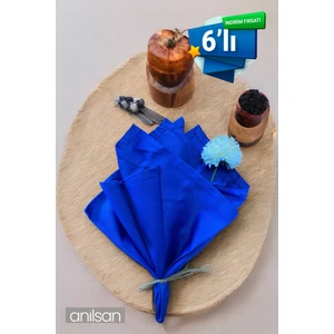 6’lı %100 Pamuk Kumaş Peçete Mavi 50x50 Cm Mutfak Bezi Sofra Sunum Servis Peçetesi