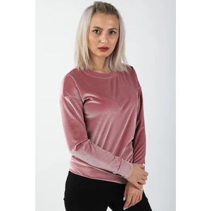 Kol Manşetli Kadife Bluz Pembe