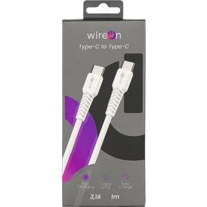 Type-C den Type-C Ye Örgülü Beyaz Hızlı Şarj Kablosu (3.1A - 1 Metre ) - Type -c ToType-C Fast Charging