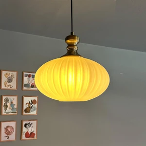 Elegant Beyaz Cam Tekli Avize Eskitme Knob Tokmak Başlık Sarkıt Lamba Restoran Salon Aydınlatma