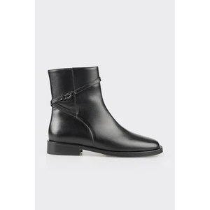 Siyah Deri Kadın Klasik Bot