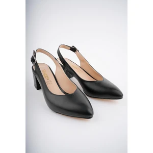 W0711 Garantili Kadın Arkası Açık Klasik Günlük Tarz Şık ve Rahat Topuklu Ayakkabı