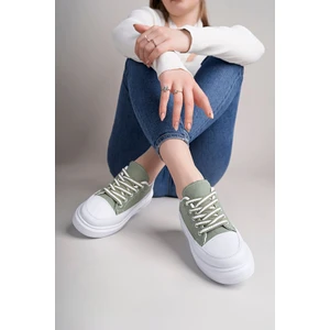 Yeşil Kadın Yüksek Taban Dama Desenli Günlük Ayakkabı