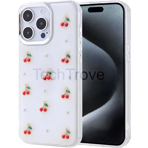 Apple iPhone 15 Pro Max Kılıf Kabartmalı Desenli Simli Şeffaf A+ Kalite Kapak