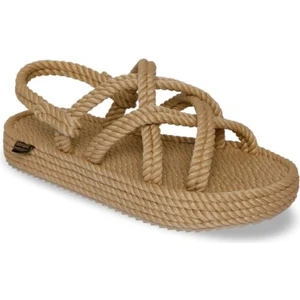 Nomadic Republic Kadın Bej Bodrum Platform Kadın Halat Ip Sandalet