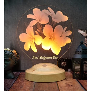 Sevgiliye Hediye, Plumeria Çiçeği Sevgiliye Doğum Günü Hediyesi İsimli Led Lamba