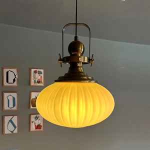 Elegant Beyaz Cam Tekli Avize Eskitme Başlık Retro Sarkıt Lamba Restoran Salon Aydınlatma