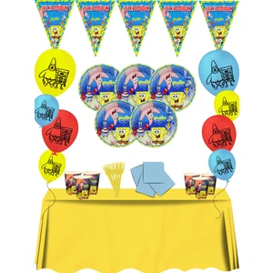Sponge Bob Sünger Patrick Bob Kare Pantolon  16 Kişilik Doğum Günü Parti Malzemeleri Süsleri Seti Ekost