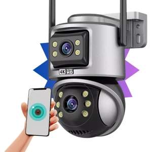 8mp Icsee 4K Açık Wif Çift Lens   Hd Kamera 5x Zoom Hareket Algılama