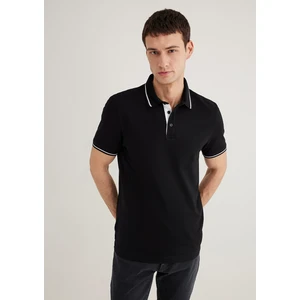 Yaka Detaylı Siyah Polo Tişört 0612619-900
