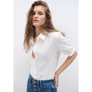 Mini Çiçek Baskılı Beyaz Gömlek 1210060-89321