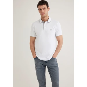 Erkek Gri Şerit Detaylı Beyaz Polo  Tişört 062373-27879