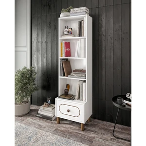 Bohem Tarzda Çekmeceli Kitaplık Beyaz