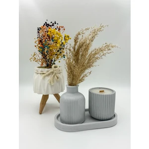 Ftrk Store Özel Tasarım Soya Mum Vazo ve Tepsi Aksesuar Seti Paçuli Kokusuyla 2 Parça