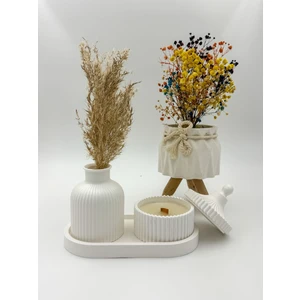 Mango Kokulu, Özel Tasarım Mum Vazo ve Tepsi Aksesuar Seti