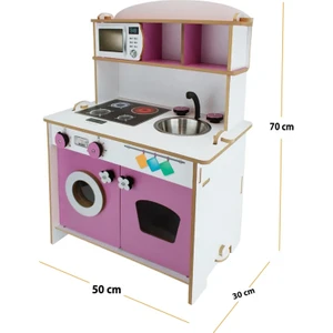 Montessori Ahşap Küçük Çocuk Oyun Mutfağı - Pembe - T1004