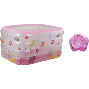 Şeffaf Derin Şişme Çocuk Havuzu - Pembe+ Bebek Simidi