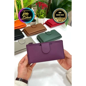 Unisex Mürdüm Zurich  Hakiki Deri Telefon Bölmeli Cüzdan