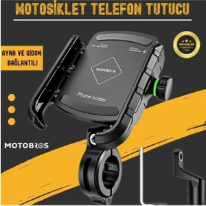 Motosiklet Bisiklet Telefon Tutucu Ayna ve Gidon Bağlantılı (Titreşim Yapmaz) Ayna Aparatı Hediye