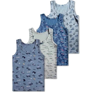 %95 Pamuklu Erkek Çocuk Likralı Penye Atlet Fanila Iç Çamaşır 4lü Set