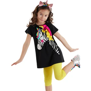Zebracorn Siyah Kız Çocuk Tunik Tayt Takım