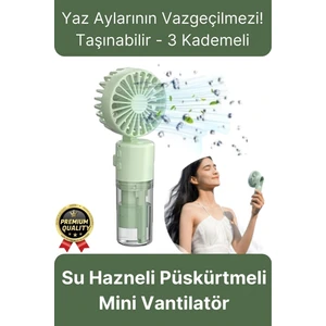 Taşınabilir Serinletici Klima Usb Şarjlı 3 Kademeli 1200 Mah Su Hazneli Püskürtmeli Mini Vantilatör