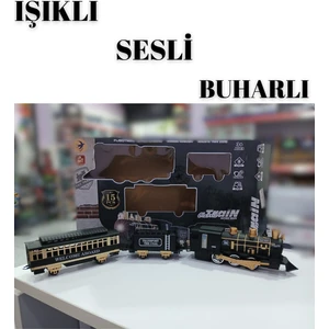 15 Parça Işıklı Sesli Buharlı Tren  Seti (403CM Ray Uzunluğu) (60CM Tren Uzunluğu)
