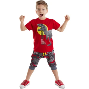 Dino Kamuflaj Erkek Çocuk T-shirt Kapri Şort Takım