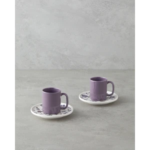 English Home Floretta Bone Porselen 4 Parça 2 Kişilik Kahve Fincan Takımı 90 ml Mor