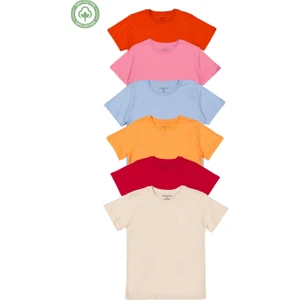 Kız Erkek Çocuk 6'lı Set Düz Kısa Kol T-Shirt - Çocuk Giyim