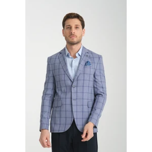 Medardo Erkek Bordo Ekoseli Slim Fit Dar Kesim Mono Yaka Spor Blazer Ceket