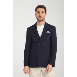 Baselna Krv Erkek Kahve Kruvaze 6 Adet Metal Düğmeli 4 Mevsim Spor Blazer Ceket