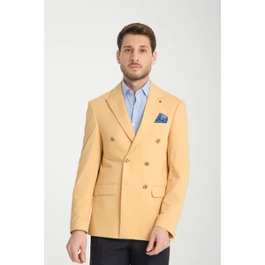 Baselna Krv Erkek Kahve Kruvaze 6 Adet Metal Düğmeli 4 Mevsim Spor Blazer Ceket