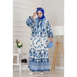 Yarasa Kol Duru Viscon Elbise-Saks Mavi