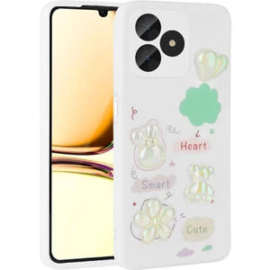 Realme C53 ile Uyumlu Kılıf Beyaz Tan Silikon Kapak (Realme C53 ile Uyumlu, Beyaz)
