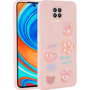 Xiaomi Redmi Note 9 Pro ile Uyumlu Kılıf Pembe Tan Silikon Kapak (Xiaomi Redmi Note 9 Pro ile Uyumlu, Pembe)