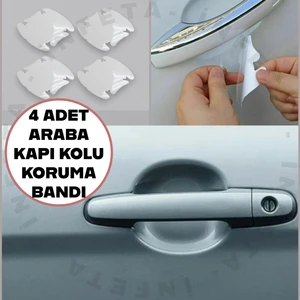 4 Adet Araba Araç Otomobil Kapı Kolu Kendinden Yapışkanlı 85X75 mm Çizik Önleyici Koruyucu Bandı
