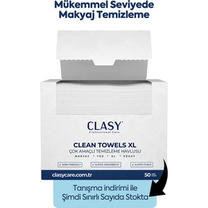 Clean Towels Xl - 50'li Makyaj Temizleme ve Yüz Temizleme Havlusu / Tek Kullanımlık