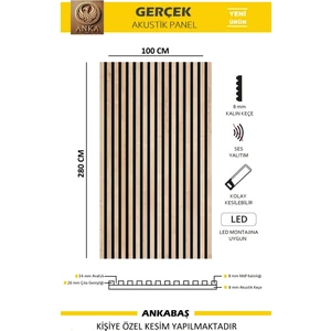 60X275 Akustik Ahşap Duvar Paneli - 1 Adet