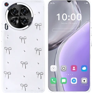 Tecno Camon 30 Kılıf Kabartmalı Desenli Simli Şeffaf A+ Kalite Kapak