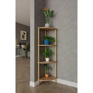 4 Katlı Köşe Raf – 29X29X105 cm – Ahşap Görünümlü Dekoratif Açık Kitaplık