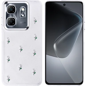 Infinix Smart 9 Kılıf Kabartmalı Desenli Simli Şeffaf A+ Kalite Kapak