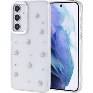 Samsung Galaxy A55 Kılıf Kabartmalı Desenli Simli Şeffaf A+ Kalite Kapak