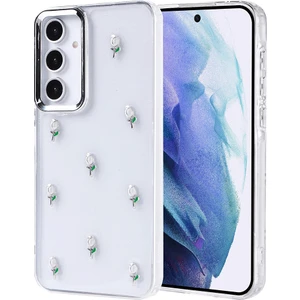 Samsung Galaxy A55 Kılıf Kabartmalı Desenli Simli Şeffaf A+ Kalite Kapak